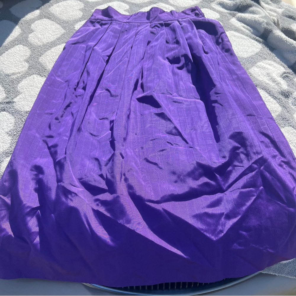Vintage Talbots Royal Purple Fit and Flare Tafetta Pleated Midi Skirt Size 12